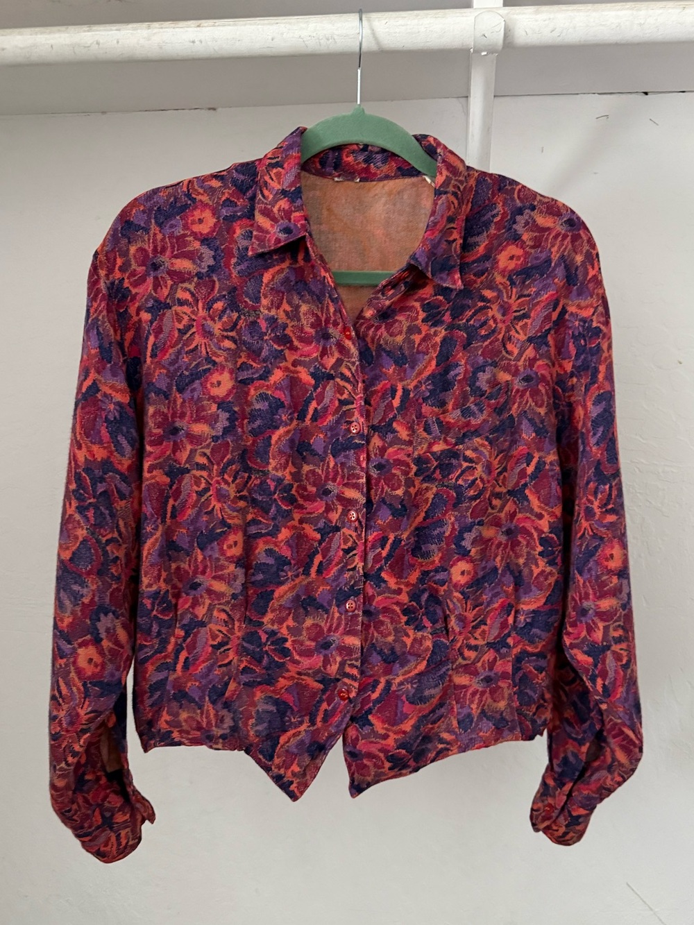 Bundle 3 for 50% off 1980s Purple & Orange Abstract Floral Top Vest Detailing